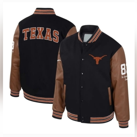 Official Licenses Colosseum Men's Texas Longhorn Letterman Full-Snap Jacket